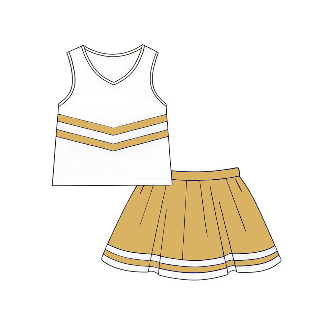 4.2 Toddler Girl Golden & White Cheerleading Outfit Preorder