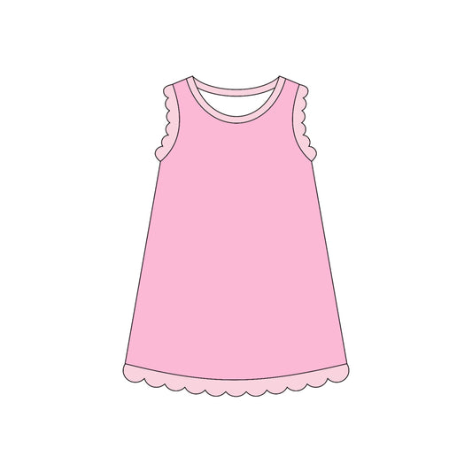 4.3 Toddler Girls Pink Scalloped Edge Ruffle Tank Dress Preorder