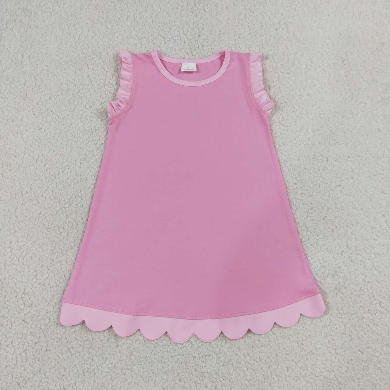 GSD4043 Pink Cotton Scallop Edge Toddler Girls Summer Dress