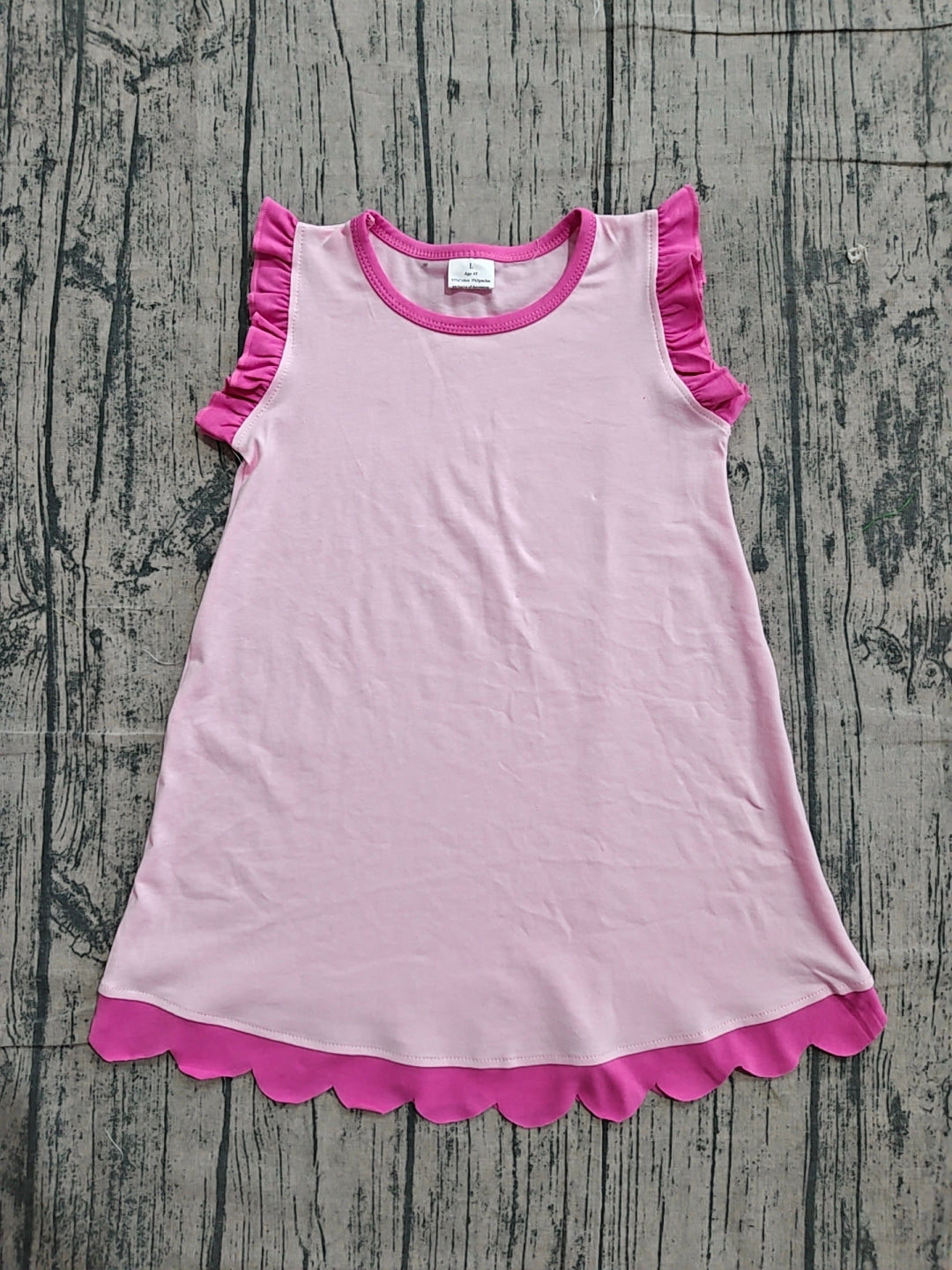 4.3 Toddler Girls Light Pink Scalloped Edge Ruffle Tank Dress Preorder