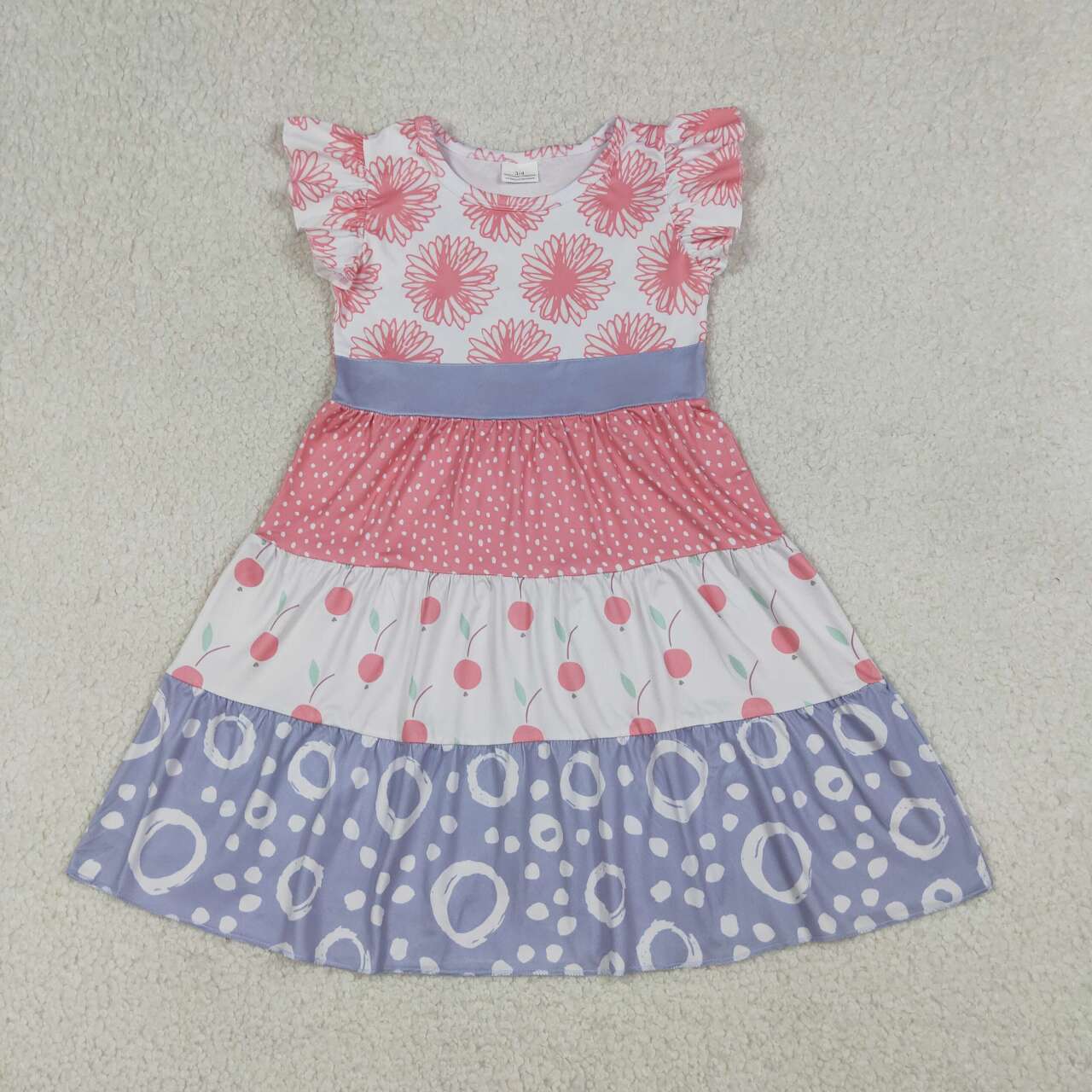 (Promotion)GSD4090 Toddler Girls Vintage Floral Flutter Sleeve Dress