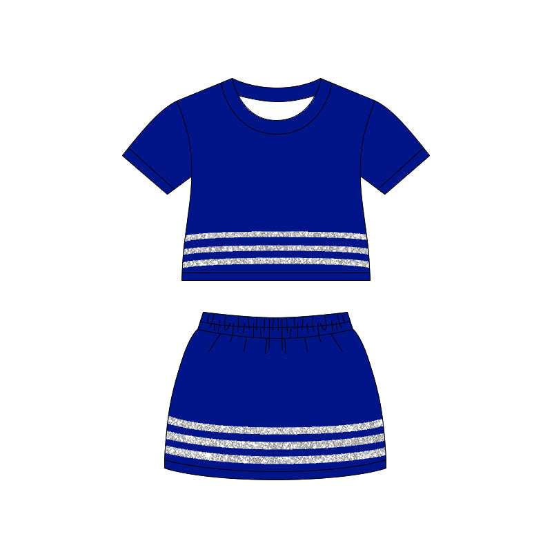 4.15 GSD4107 Preorder Blue Top Skirts Girls Summer Clothes Set