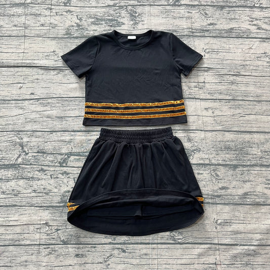 4.15 GSD4108 Preorder Black Top Skirts Girls Summer Clothes Set