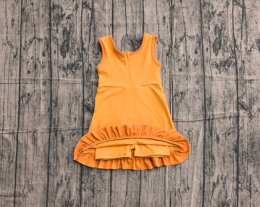 4.24 GSD4127 Preorder Orange Girls Sleeveless Scallop Yoga Dress