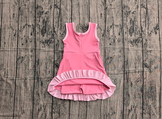 4.24 GSD4139 Preorder Pink Girls Sleeveless Scallop Yoga Dress