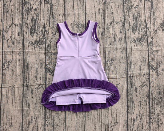 4.24 GSD4151 Preorder Purple Girls Sleeveless Scallop Yoga Dress