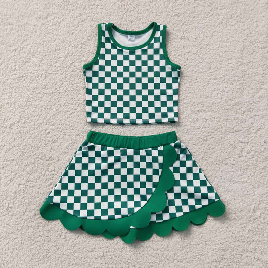 Sibling Baby Girls Sleeveless Tank With Scallop Skort Active Outfit