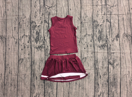 5.7 Preorder Kids Girls Dark Red Team Active Tank Top + Skort Outfit Preorder