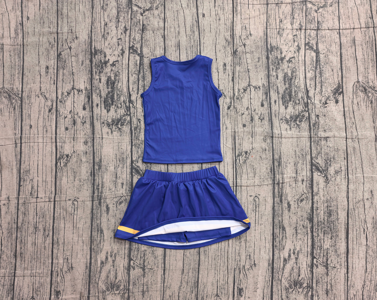 5.7 Preorder Kids Girls Royalblue Golden Team Active Tank Top + Skort Outfit Preorder