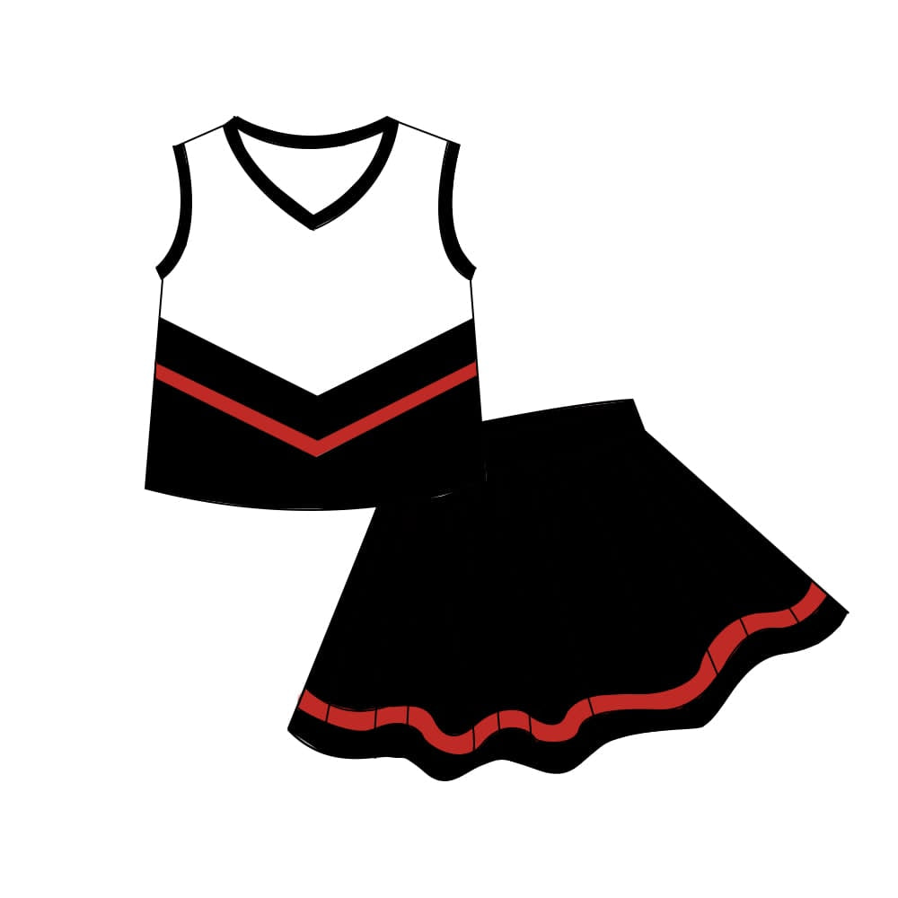 5.7 Preorder Kids Girls Black Red Active Tank Top + Skort Outfit Preorder