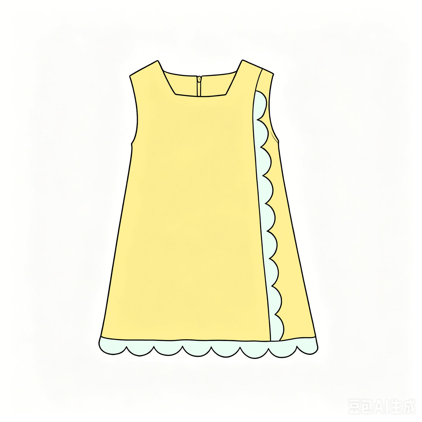 6.18 Baby Girls Yellow Green Sleeveless Scalloped Active Dress Preorder