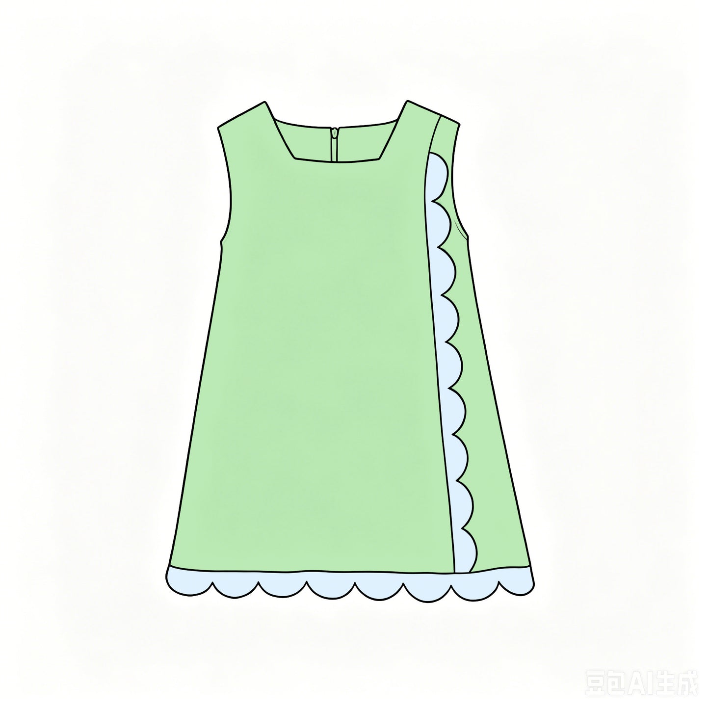 6.18 Baby Girls Green Sleeveless Scalloped Active Dress Preorder