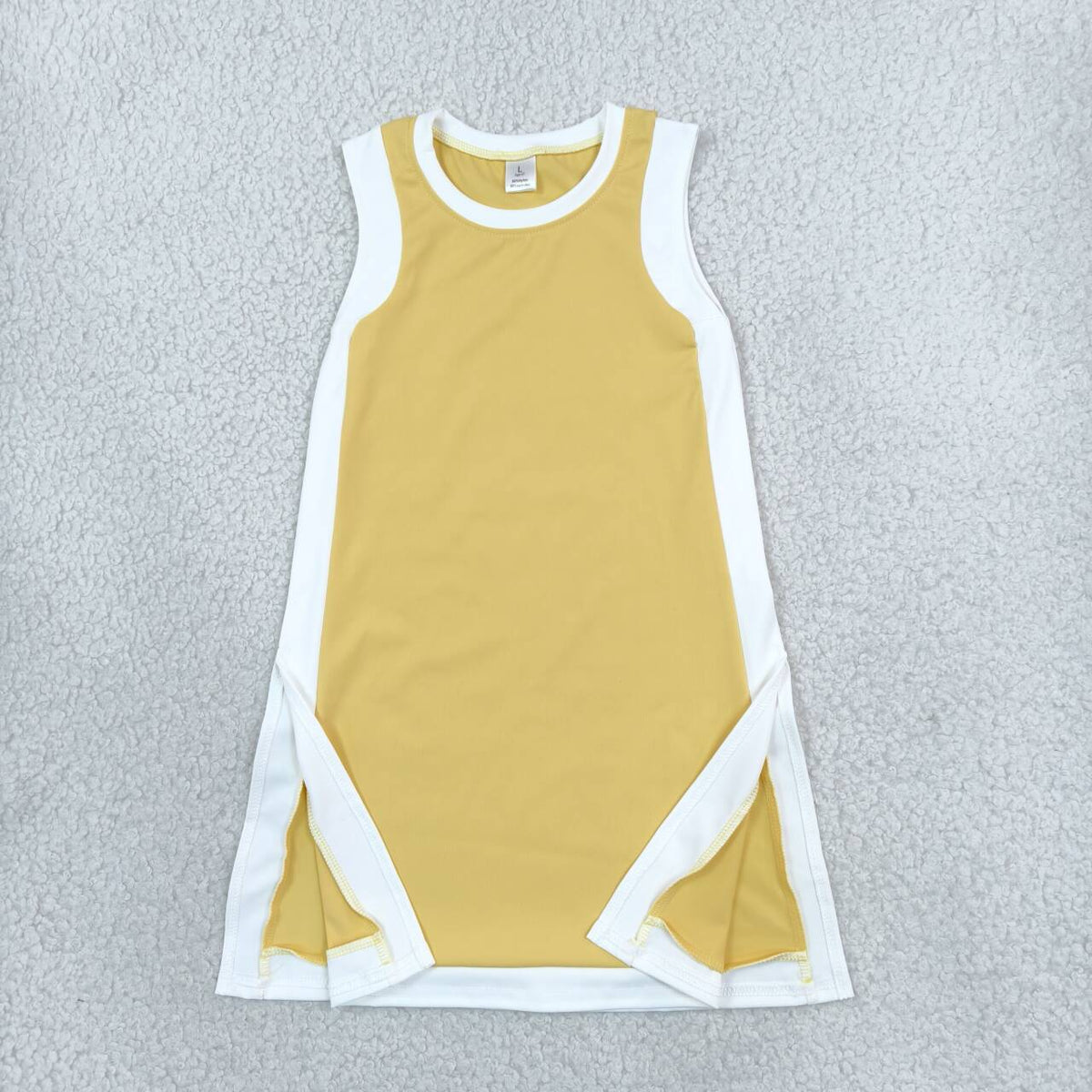 GSD4254 Yellow With White Active Girls Sleeveless Yoga Dress