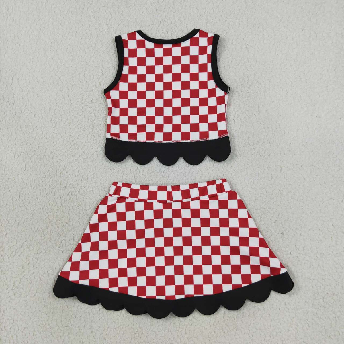 Kids Girls Georaia Checked Tank Top Black Bow Skort Active Outfit