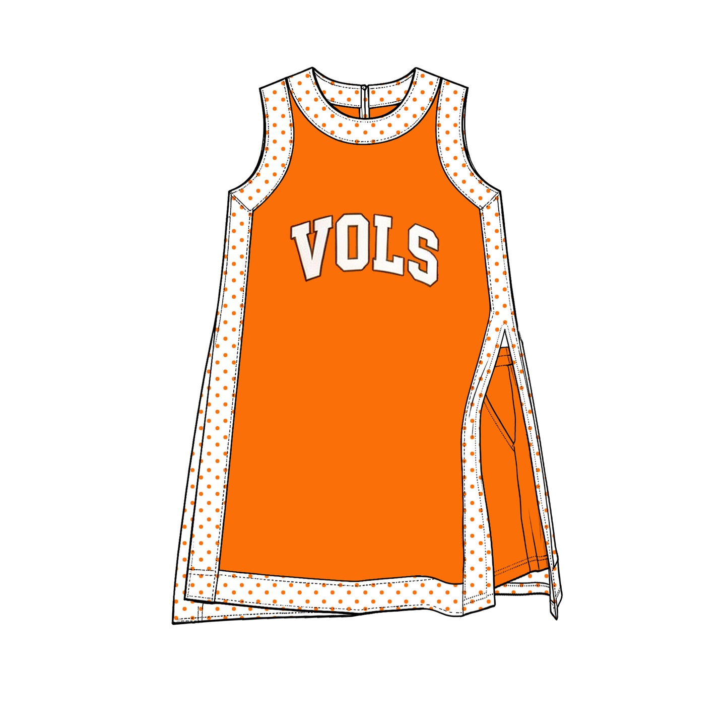 7.25 GSD4292 Preorder Teams Orange VOLS Print Girls Summer Sleeveless Yoga Dress