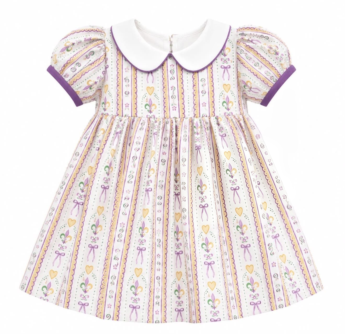9.2 GSD4315 Preorder Toddler Girls Mardi Gras Peter Pan Collar Dress