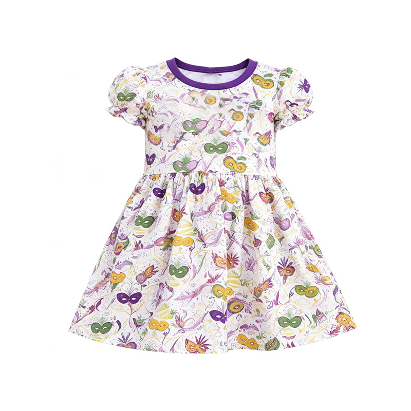 9.2 GSD4317 Preorder Toddler Girls Mardi Gras Mask Collar Dress