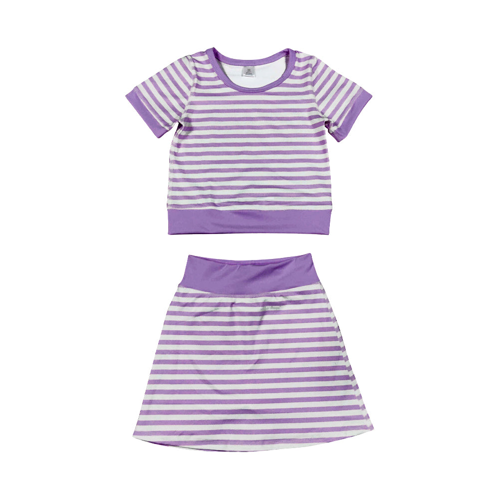 10.10 GSD4334 Preorder Kids Girls Purple Striped Short Sleeve Top Skort Active Outfit