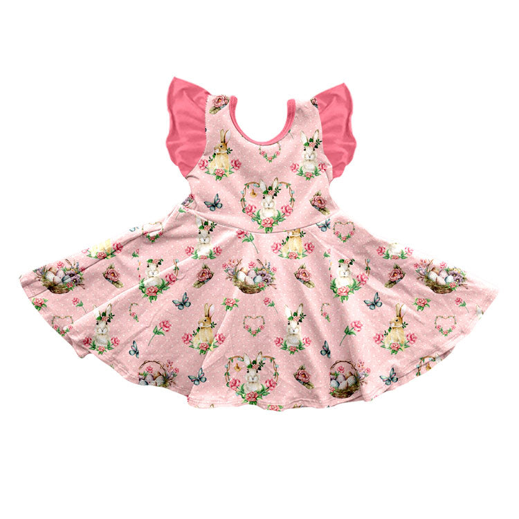 10.10 GSD4336 Preorder Kids Girls Easter Bunny Short Sleeve Dress