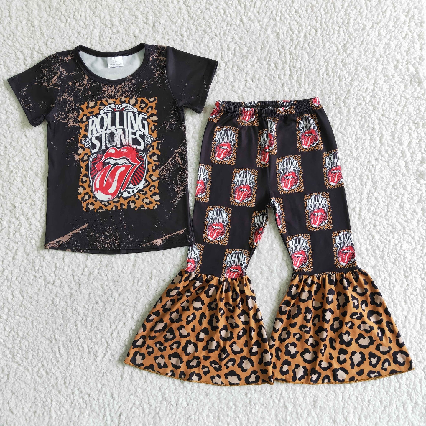 (Promotion)Singer Stone* Leopard Short sleeve bell bottom pants outfits GSPO0012