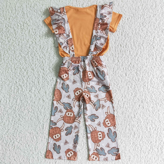 Girls Short Sleeve Top Suspender Trousers Outfits GSPO0096