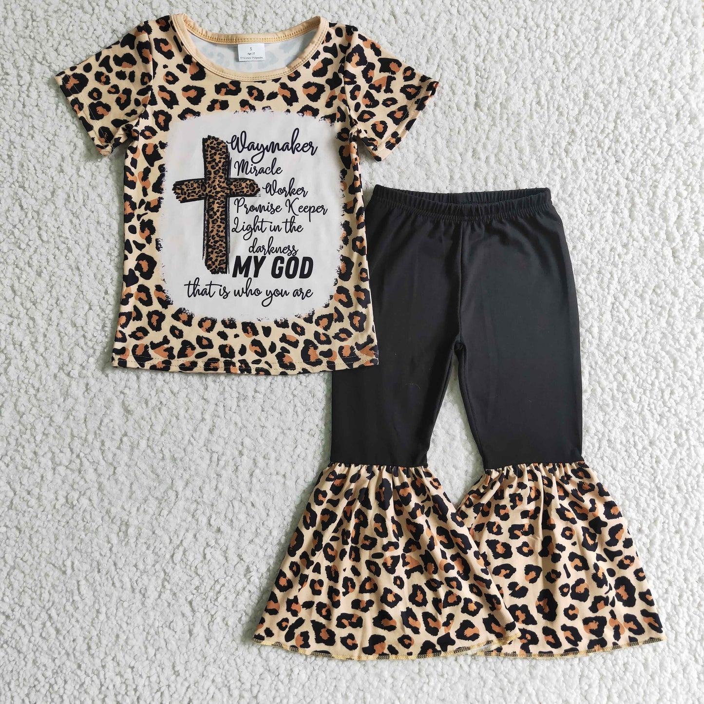 Girls leopard cross print outfit GSPO0218