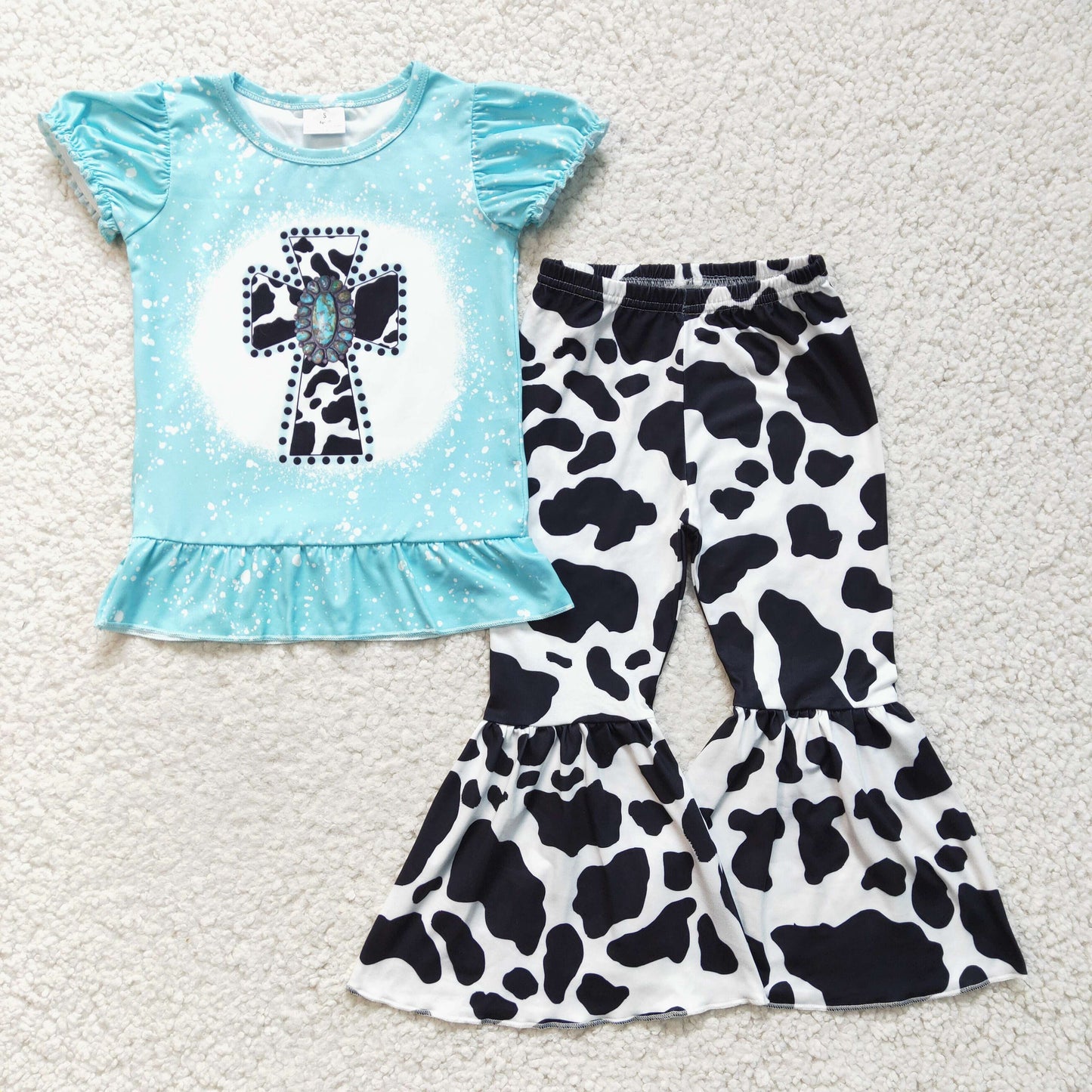 Girls cow print Easter outfit GSPO0246