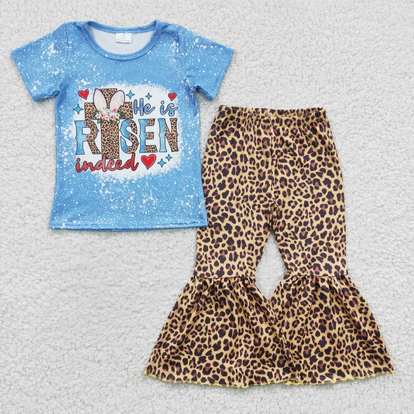 Girls Easter leopard bell bottom pants outfit GSPO0274