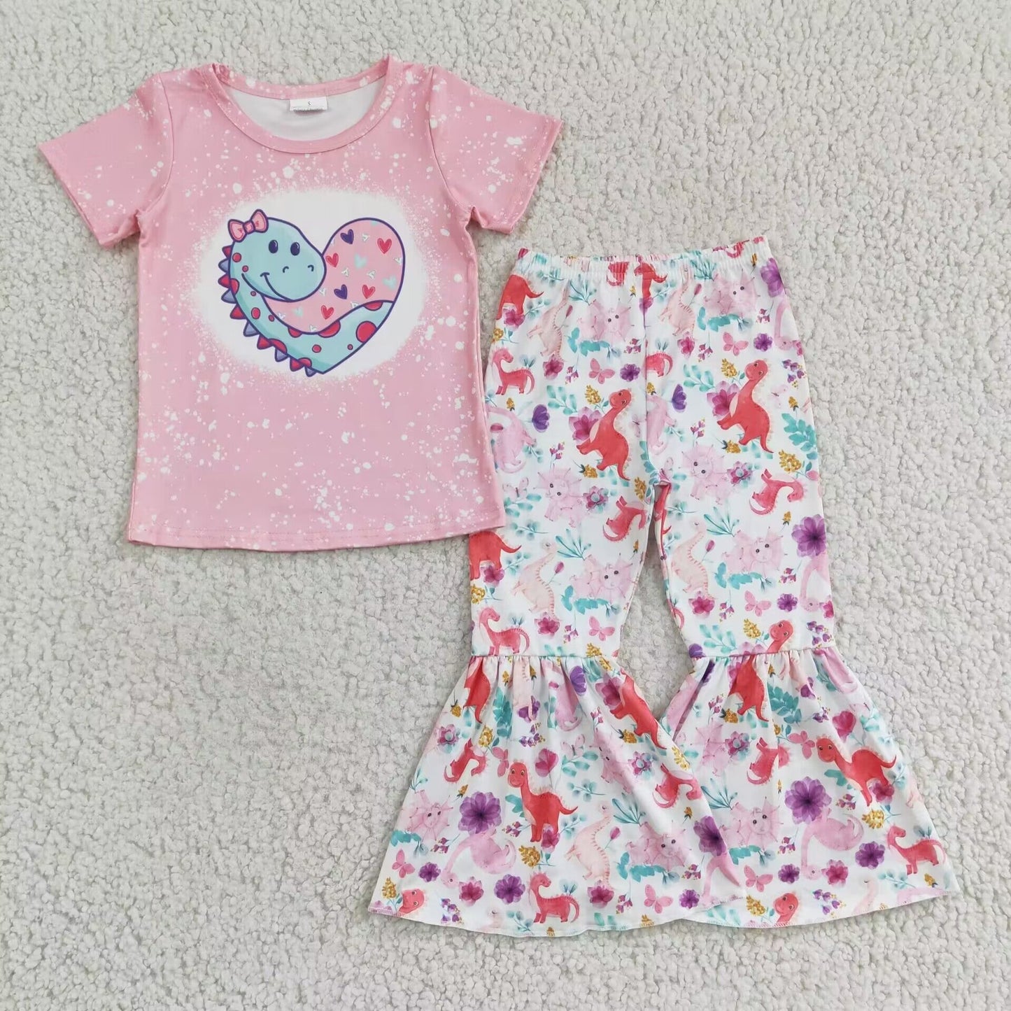 Girls pink dinosaur print outfit GSPO0283