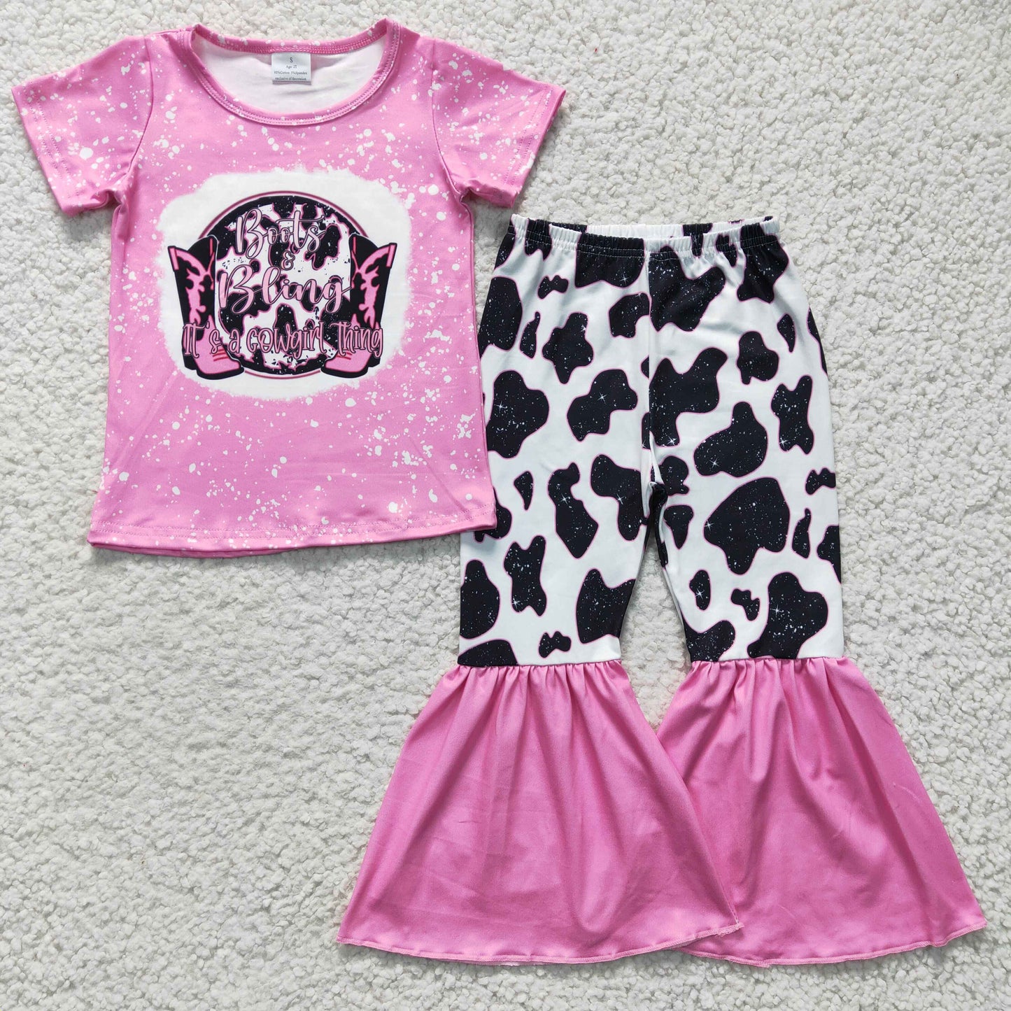 Girls pink boots print outfit GSPO0325