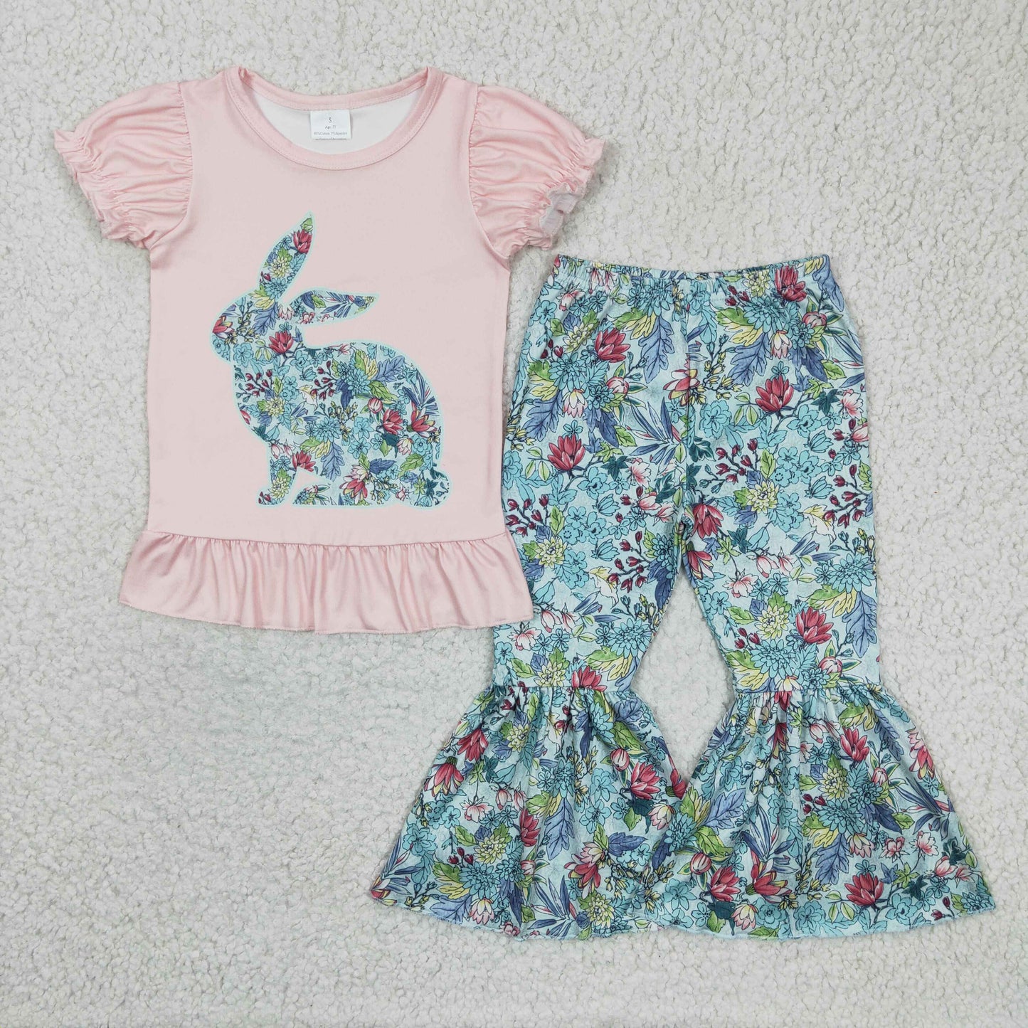 Floral bunny print baby girls Easter clothing set GSPO0341