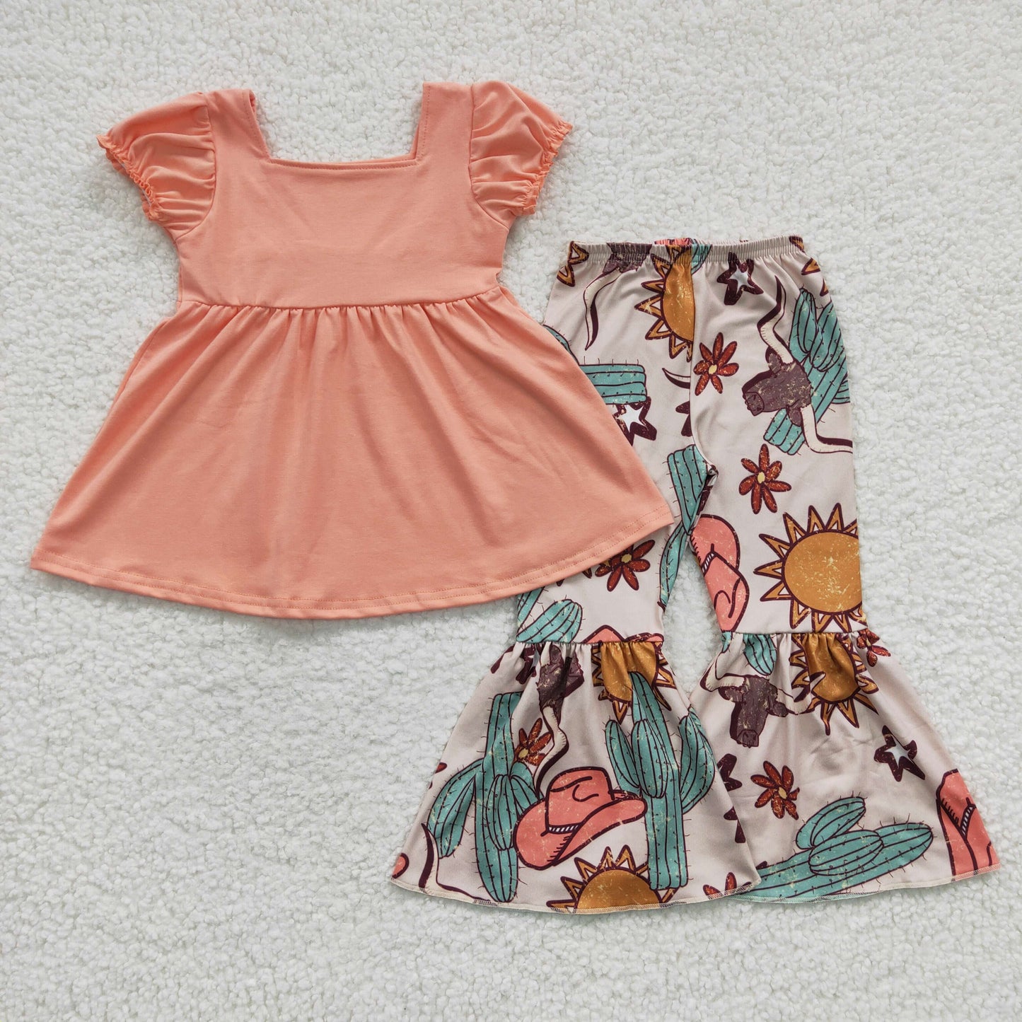 Girls western print bell pants outfit GSPO0346