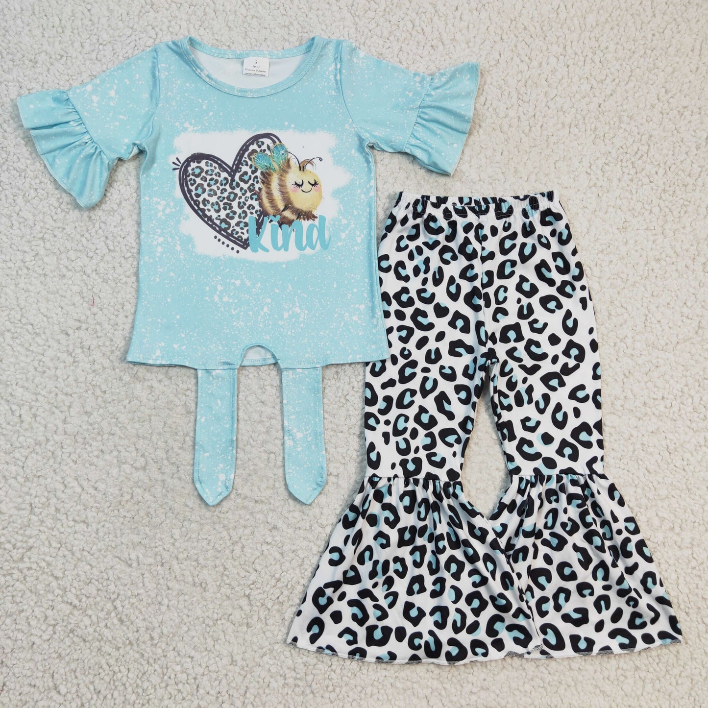 Girls blue bee kinds leopard print outfit GSPO0360