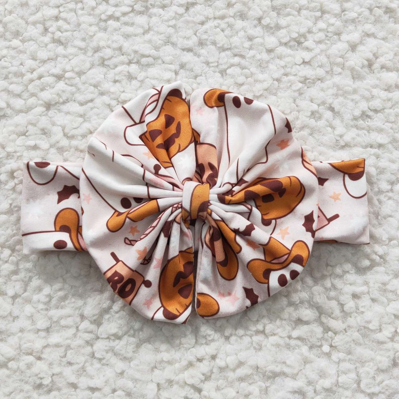 GSPO0723 LITTLE BOO White Top Cowboy Pumpkin Bell Pants Girls Halloween Clothes Set