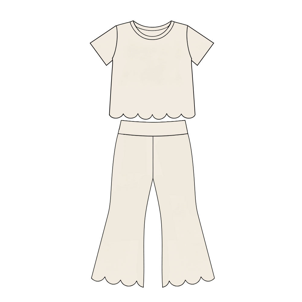 7.14 GSPO2340 Preorder White Cotton Girls Scallop Edge Clothes Set