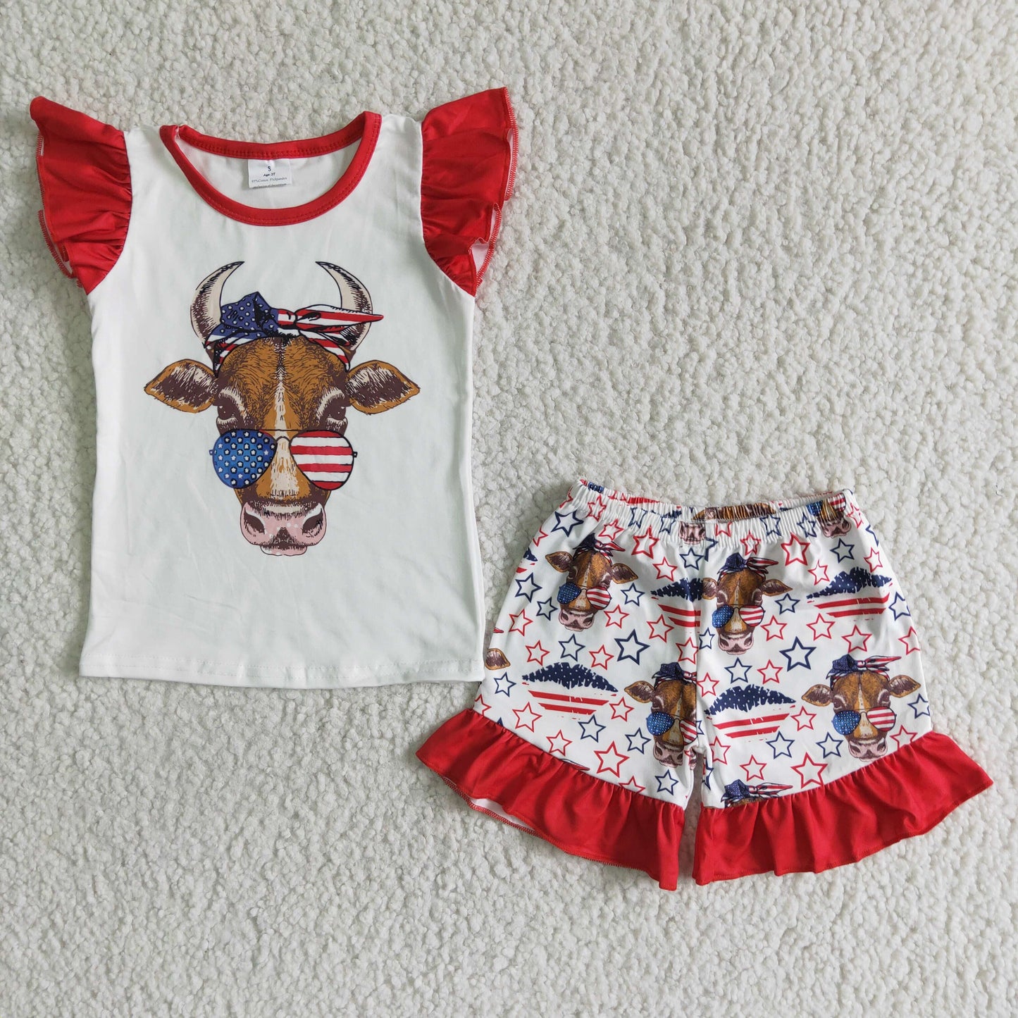 (Promotion)Short sleeve ruffles shorts summer outfits GSSO0046