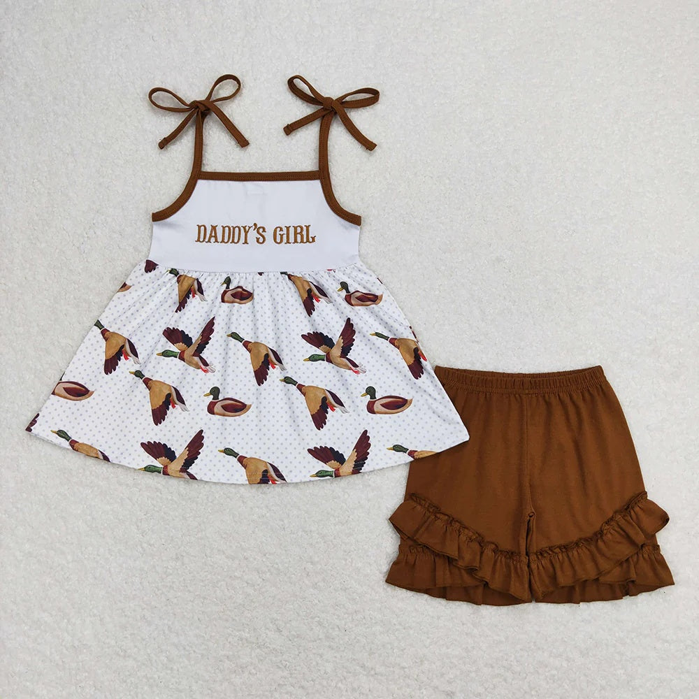 Daddy's Girl & Boy Mallard Duck Print Matching Outfit Set For Sibling
