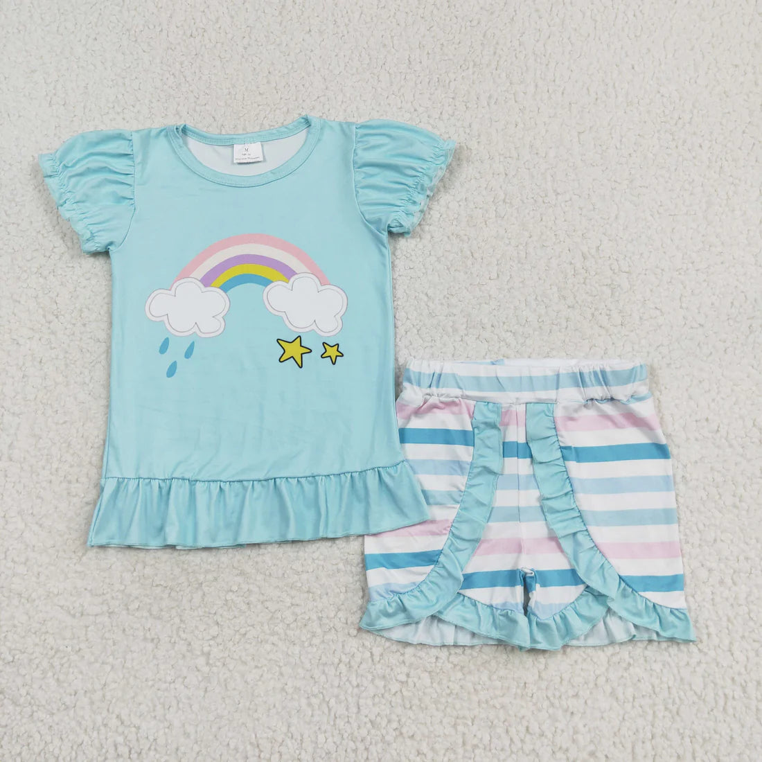 Sibling Baby Girls Positive Rainbow Shirts Top Shorts Outfit
