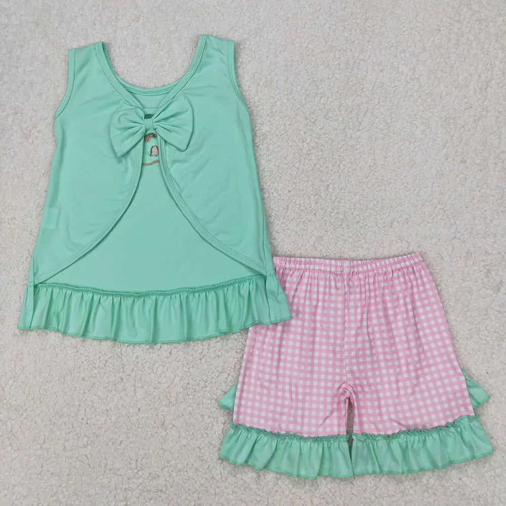 Sibling Embroidery Baby Girls Castle Star Summer Outfits Sets