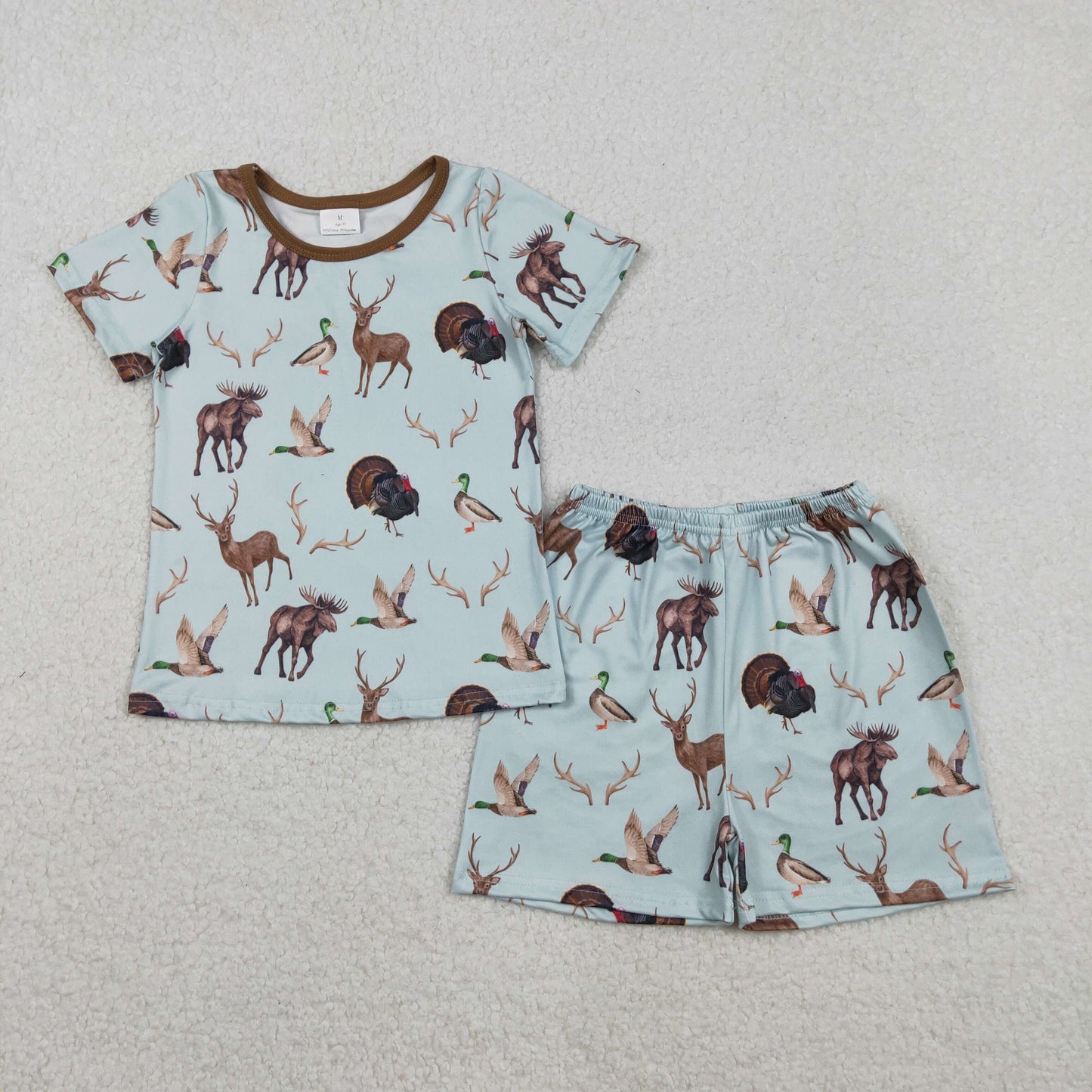 Mama and Me Turkey Deer Ducks Top Shorts Hunting Pajamas Sets