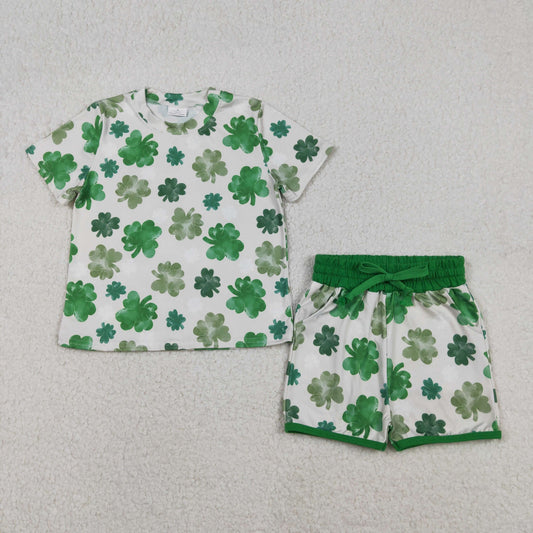 Sibling Baby Girls Green Clovers Top Short Pants St Patrick Pajamas Clothes Sets