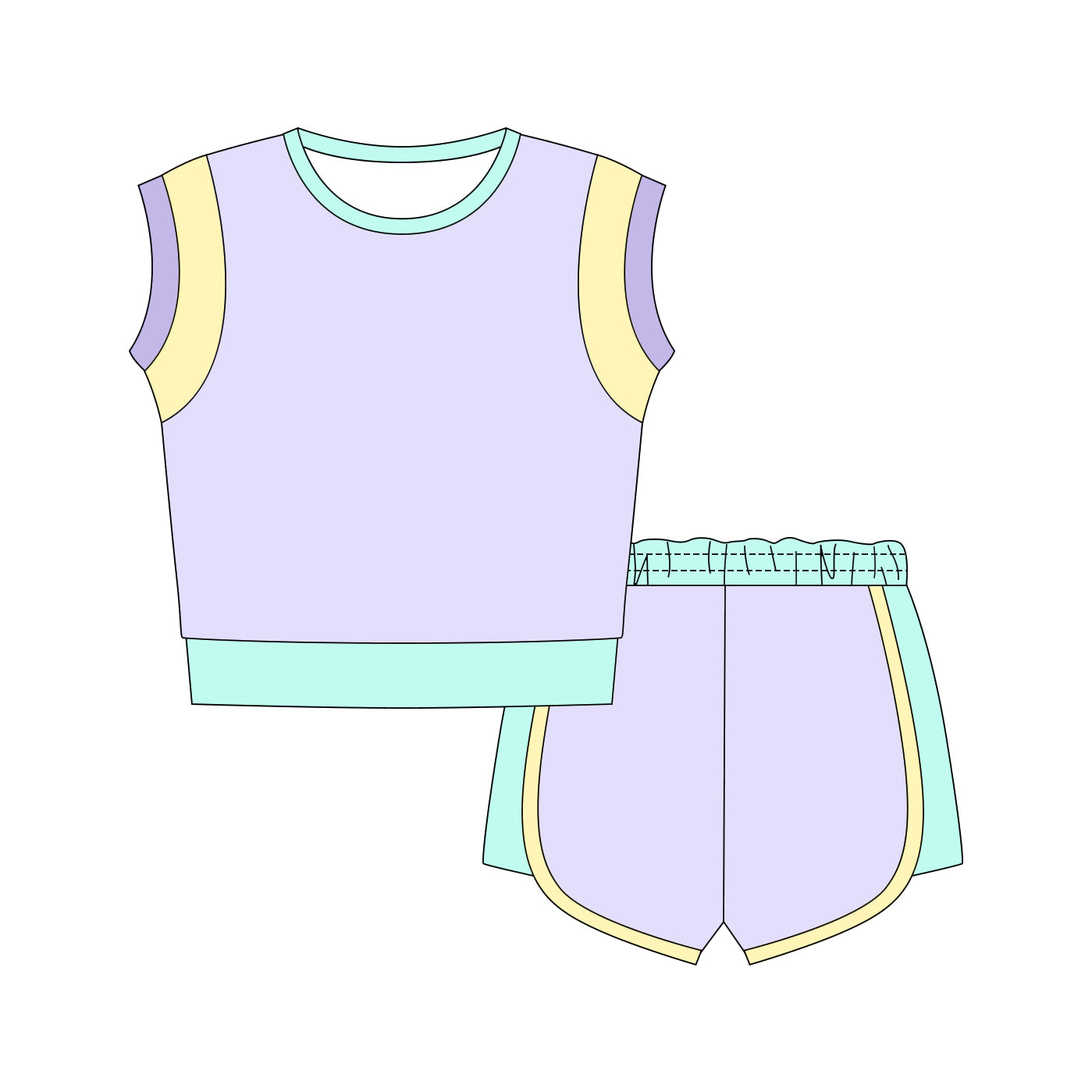 3.21 GSSO3614 Preorder Light Purple Shorts Girls Summer Clothes Set