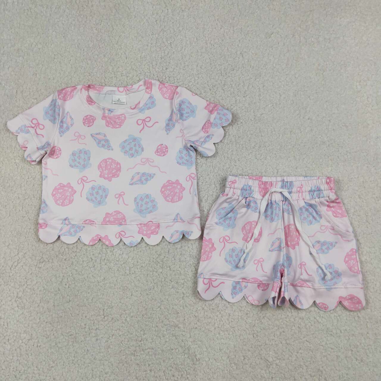 GSSO3731 Shell Bows Shorts Girls Summer Scallop Clothes Set