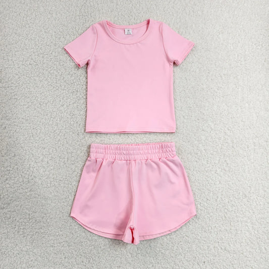Sibling Baby Girls Colorful Short Sleeve Shirt Top Sport Short Yoga Active Clothes Sets