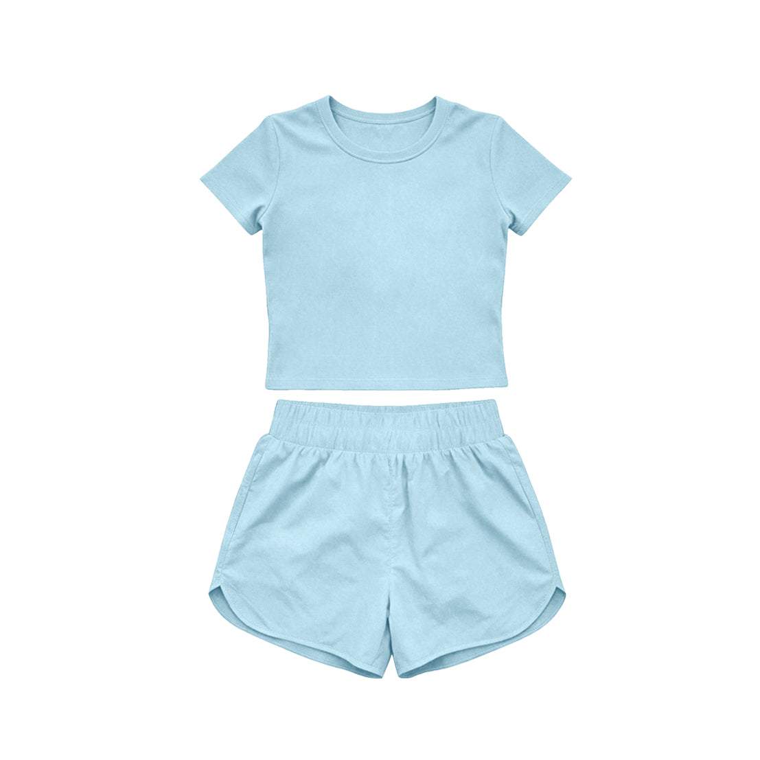 4.15 Toddler Girl Blue 2 Piece Outfit, Top & Running Shorts Set for Kids Preorder