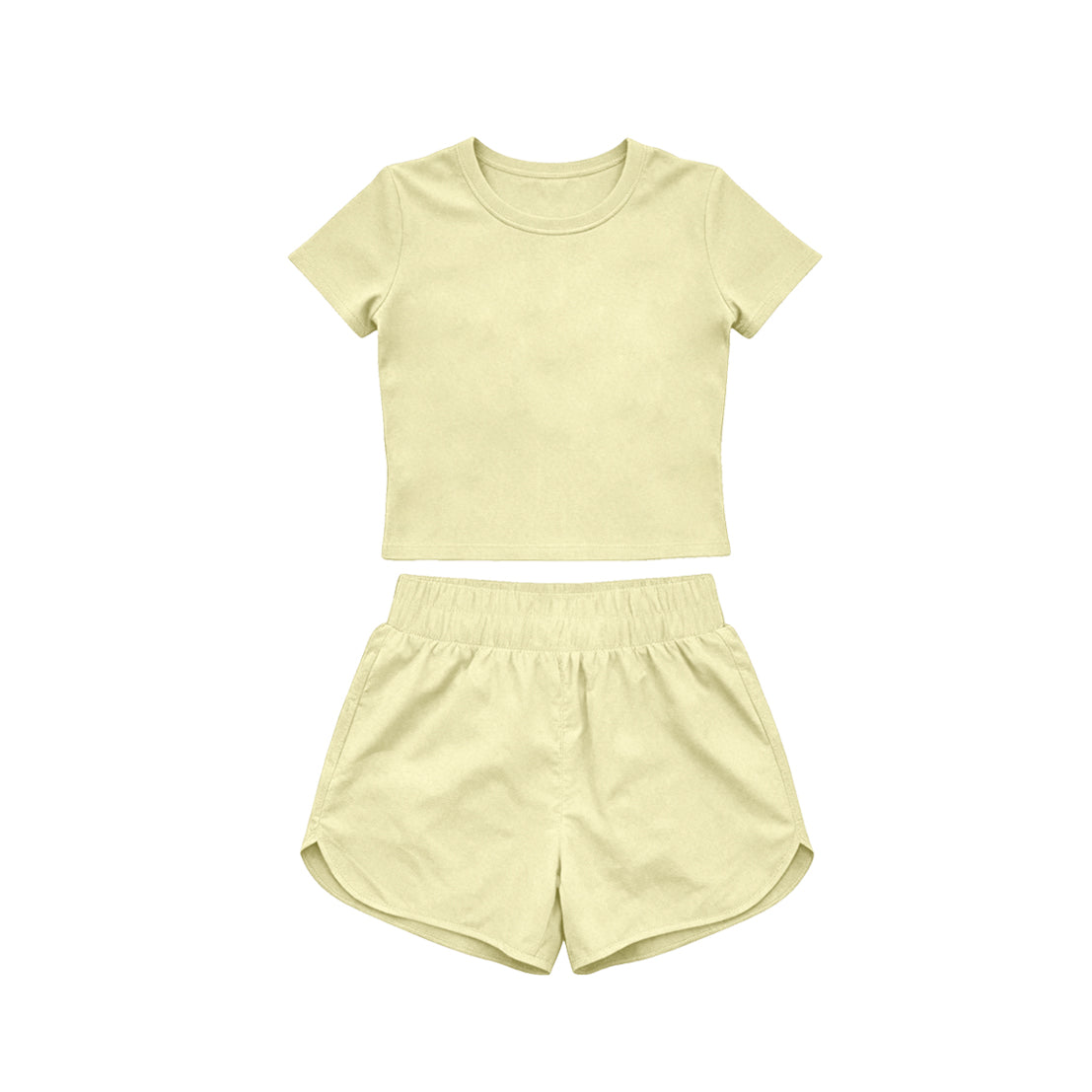 4.15 Toddler Girl Yellow 2 Piece Outfit, Top & Running Shorts Set for Kids Preorder
