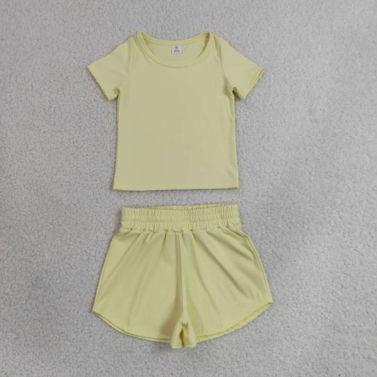 GSSO3763 Yellow Active Baby Girls Summer Yoga Clothes Set