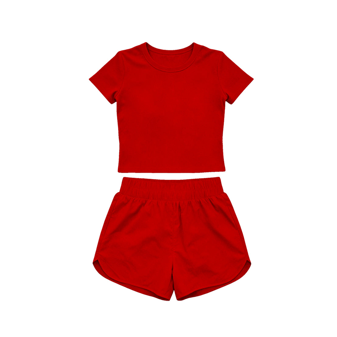 4.15 Toddler Girl Red 2 Piece Outfit, Top & Running Shorts Set for Kids Preorder