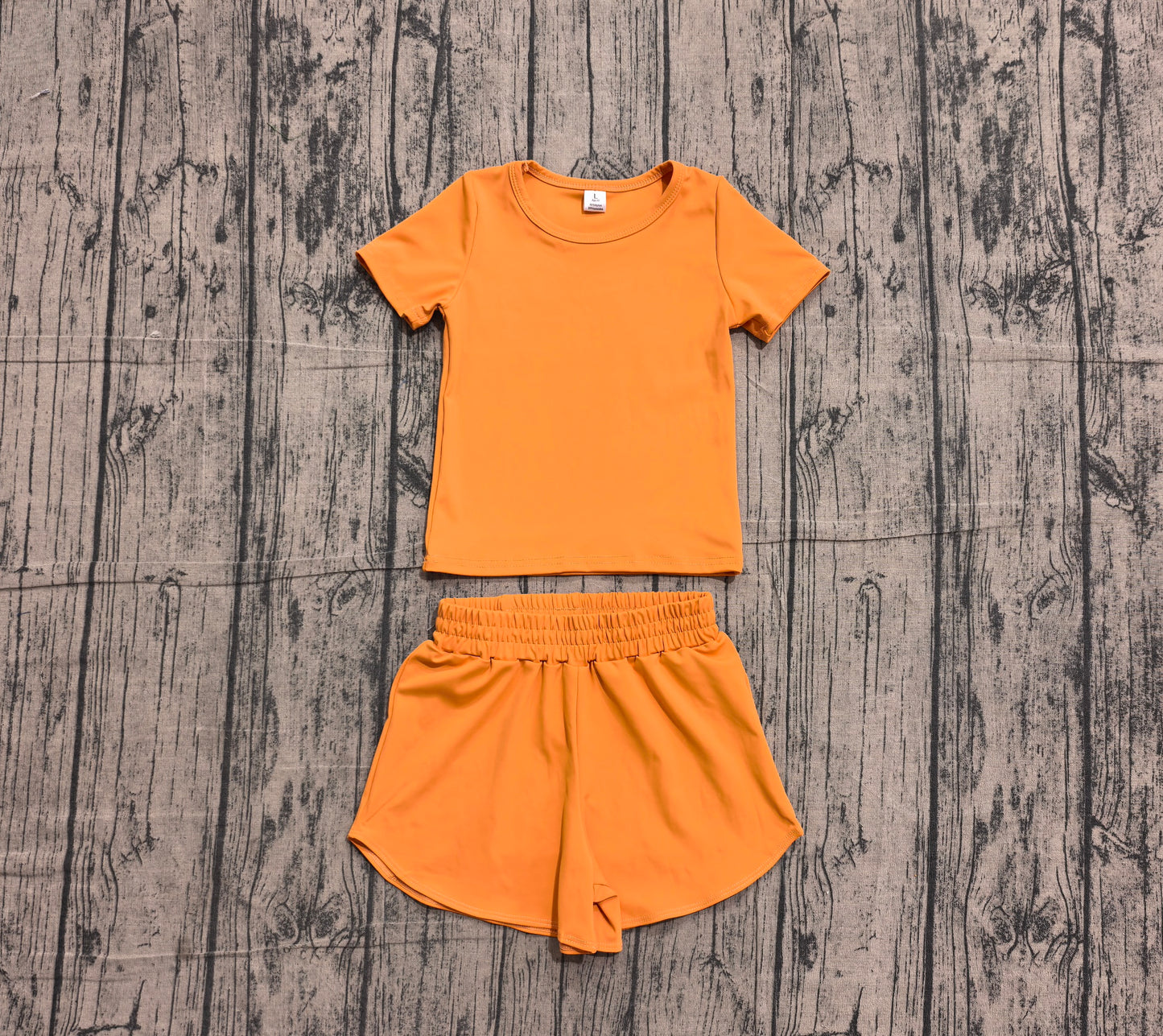 4.15 Toddler Girl Orange 2 Piece Outfit, Top & Running Shorts Set for Kids Preorder
