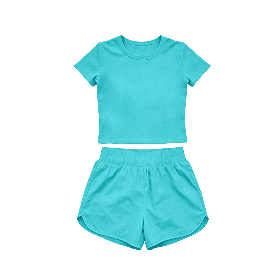 4.15 Toddler Girl Blue 2 Piece Outfit, Top & Running Shorts Set for Kids Preorder